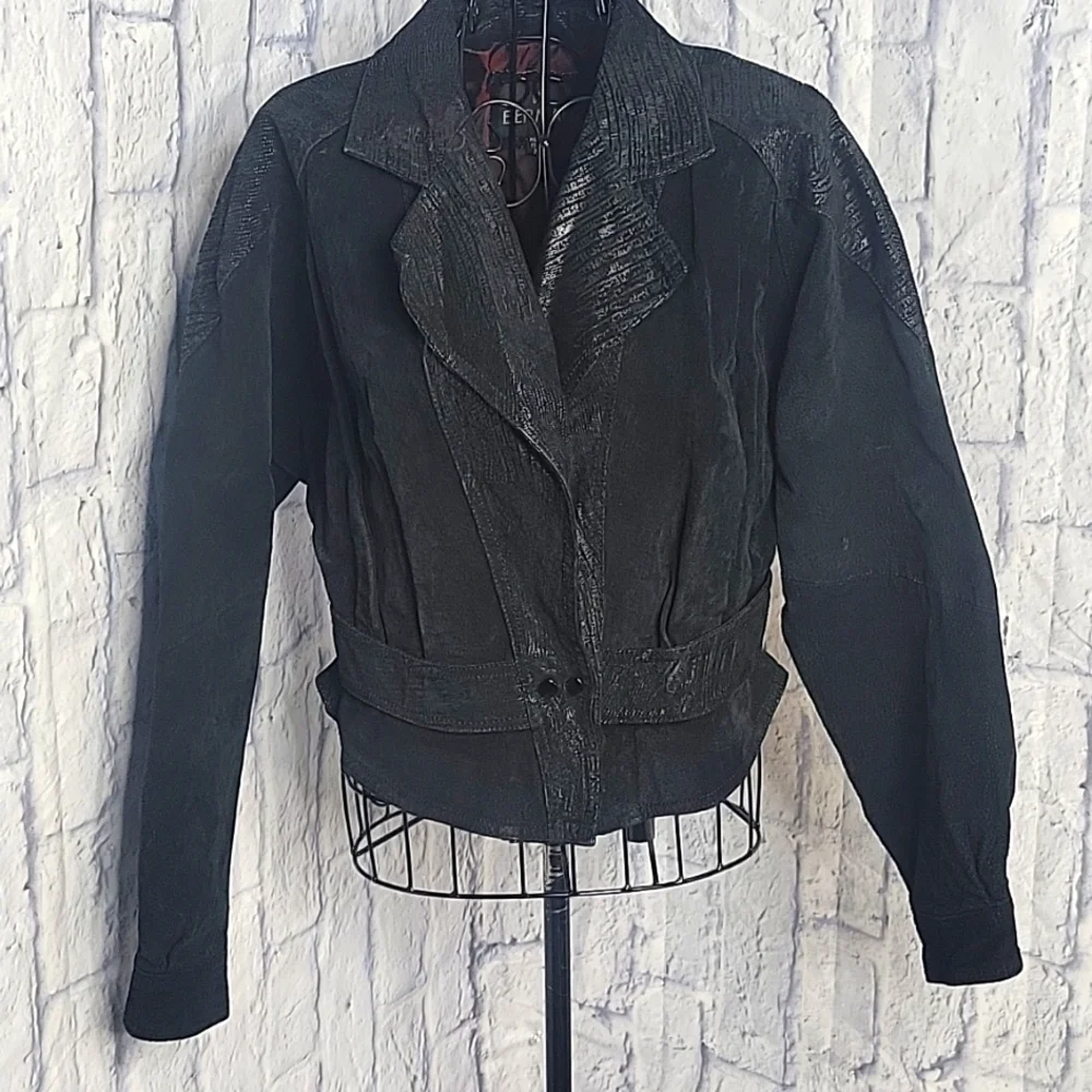 BERMANS Women's‎ Black Leather Moto Jacket Medium
